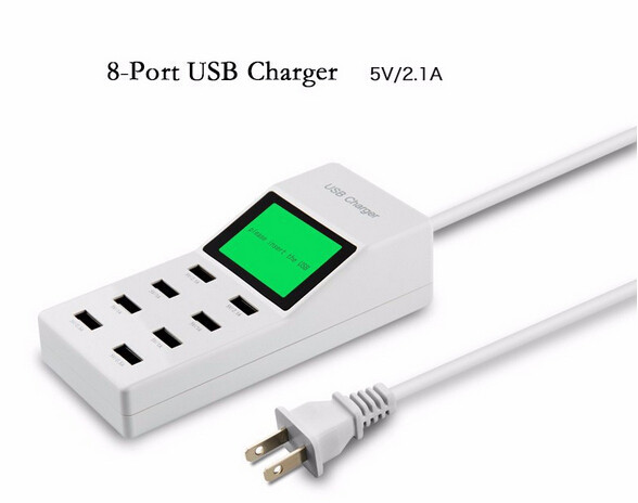 جهانی 8 پورت USB صفحه نمایش آمریکا آداپتور اتحادیه اروپا بریتانیا سفر پلاگین AC برق سوکت های هوشمند دیوار شارژر