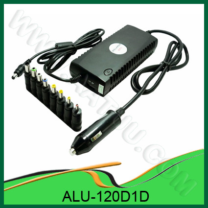 120W جهانی DC آداپتور برق برای اتومبیل استفاده، با 1 LED، 1 پورت USB، 8 خروجی پین ALU-120D1D