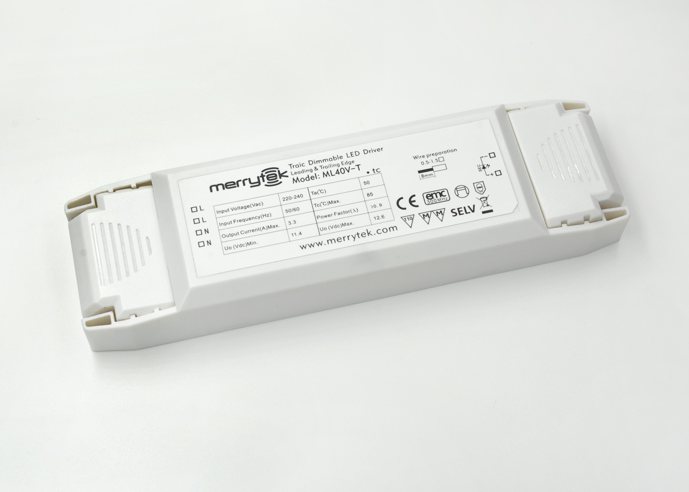 سفید پلاستیکی محفظه ولتاژ ثابت Dimmable چراغ درایور 12VDC 50 / 60Hz قدرت