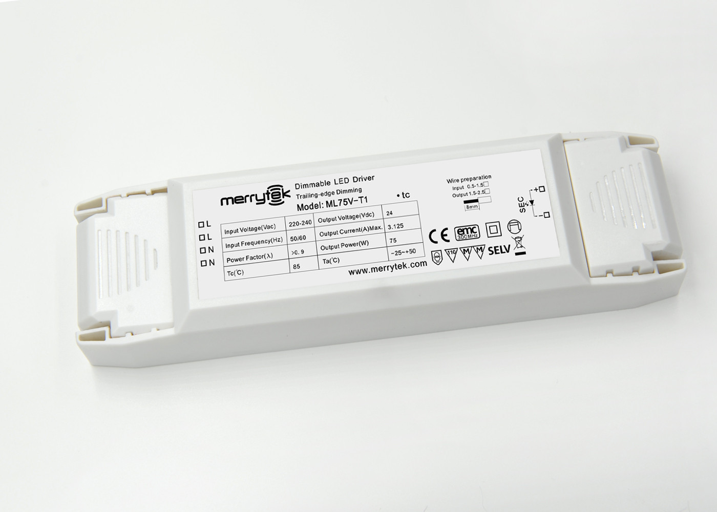 غیر - سوسو زدن Dimmable در 24V ولتاژ ثابت درایور LED درایور 75W LED نوار نور
