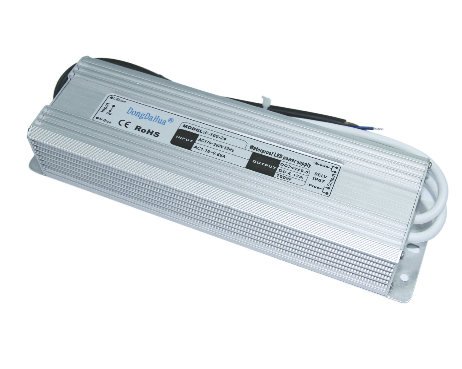 کوتاه 12V 24V 100W ضد آب درایور LED / AC DC منبع تغذیه با EMI فیلتر