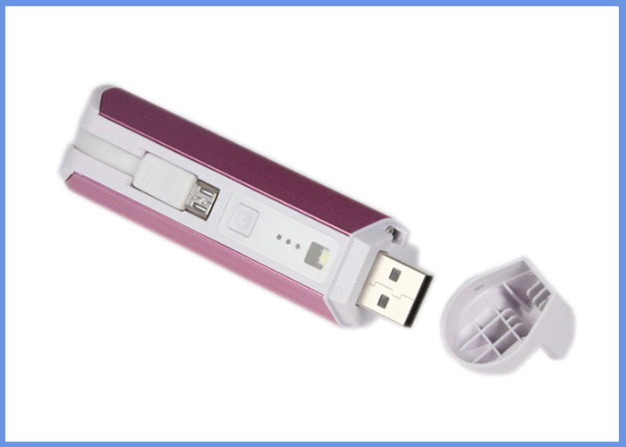 کوچک قابل حمل USB بسته قدرت 2200mah ساخته شده در کابل میکرو USB، باتری 18650