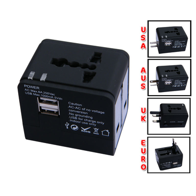 نور USB جهانی شارژر مسافرتی قابل حمل، 5V 1000MA / 2 رابط USB