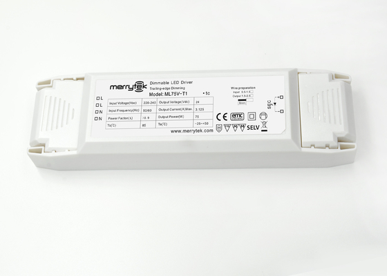75 وات ثابت ولتاژ Dimmable چراغ درایور 24V IP20 زمان CE 30000h زندگی
