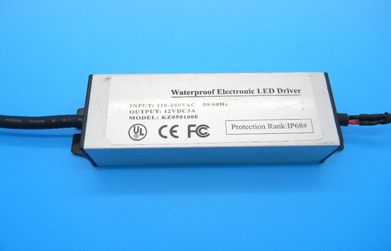 IP68 درایور LED ضد آب 36W 12V 3A AC100-240V برای لوله چراغ، اتصال کوتاه