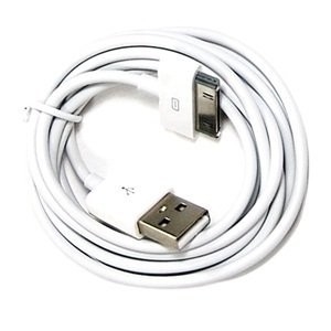 کابل اضافی بلند سیاه و سفید 6FT USB همگام سازی داده ها برای اپل آیفون 4 4S 3GS اپل آی پاد
