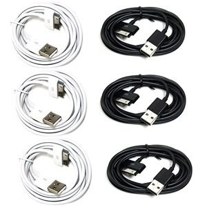 کابل اضافی بلند سیاه و سفید 6FT USB همگام سازی داده ها برای اپل آیفون 4 4S 3GS اپل آی پاد