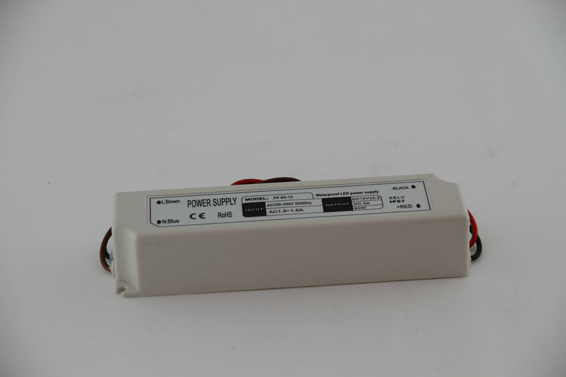 ضد آب IP67 60W ثابت ولتاژ درایور LED 120V AC، جدا شده مورد پلاستیک