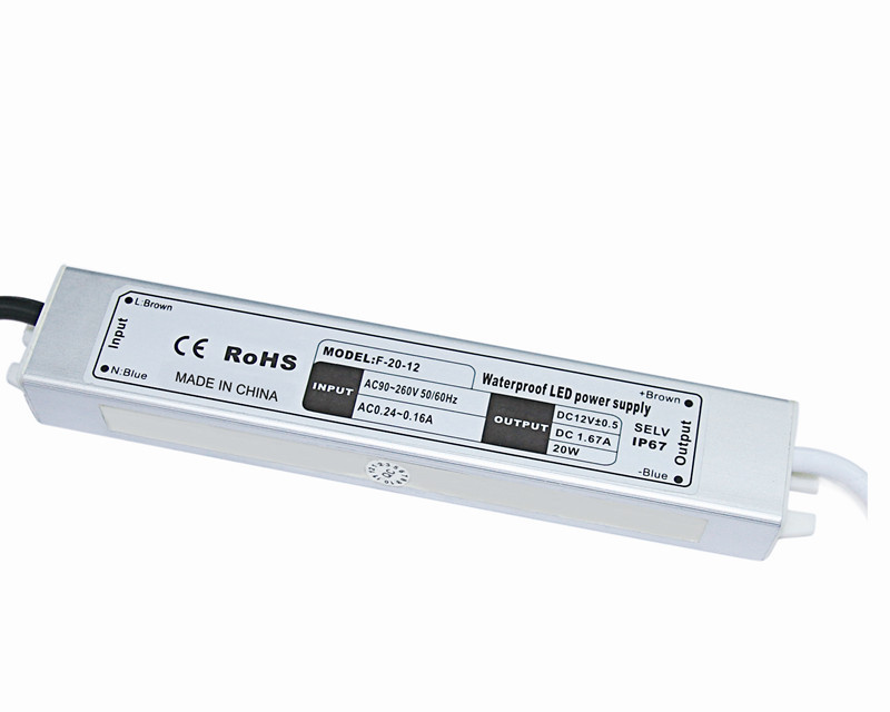 درایور DC 12 / 24V AC 110-264V 20W ضد آب LED برای نمایش ال سی دی
